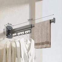 Punching Holes Balcony Folding Clothes Rack, Telescopic Drying, Indoor Drying Artifact, Hidden Clothes Rack Bathroom Drying Pole