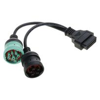 6pin 9pin to OBD2 16Pin Adapter Vehicles Diagnostic Adapter Cable OBD J1939 J1708 J1587 Converter Scanner Cable Y Cable 1 gray