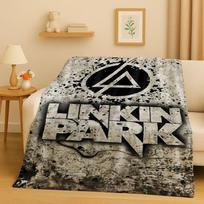 Retro L-Linkin Park Sign Rock Band Music Flannel Blanket,Ultra Soft Warm Plush Throw for Home Bedroom Bed Sofa Cover Camping 75x90cm black