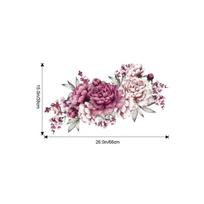Self-adhesive PVC Wall Stickers Modern Peony Rose Watercolor Blooming Flowers for Living Room Decor 40x60cm įvairiaspalvis