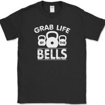 Grab Life By The Bells T-Shirt Mens Womens Tees Top Funny Workout Kettle Cross Fit Fitness Training 4XL white