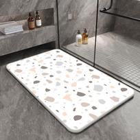 Hard Diatom Mud Terrazzo Bathroom Absorbent Floor Mat Nordic Toilet Non-slip Bath Foot Mat Light Luxury Hard Mat (as the picture,30*40*0.9cm) gray