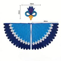 Phoenix Peacock Feather Wings Cape Mask Set for For Girl Boys Halloween Bird Show Party Performance Favor Costume As Shown yellow