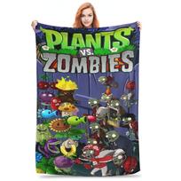 Funny Plants-vs-Zombie cartoon games game Blanket Ultra-Soft Flannel Comfortable Throw Blankets Machine Washable Size: 75*100cm, Weight: 230 GSM black