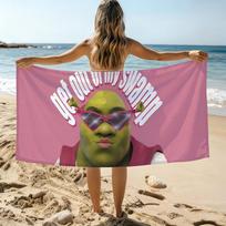 Funny Green Monster Face S-Shreks Towel Beach Towel Oversized Quick Dry Towel Absorbent Soft Swim Beach Towels for Men Women 70cm×140cm white