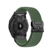 Stretch Nylon QuickFit Watch Band 20/22/26mm for Garmin Fenix 8/7/6/5 Forerunner 965/955/945 Instinct Tactix Elastic Watch Strap QuickFit 20mm žalia