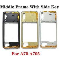 For Samsung Galaxy A20 A30 A40 A50 A60 A70 Middle Frame Housing Case Bezel With Side Button Repair Parts A70 A705 Black beige
