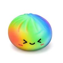 Spalvingas vaivorykštės Bao Squishy lėtai kylantis žaislas streso malšinimui Mini garų puodo pakuotė Minkštas spaudžiamas Fidget kamuoliukas Kawaii maisto jutimo žaislas. blue