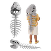 Dinozauras Kostiumas-3D Skeletas Dizainas Pliušinis Realistiškas Dino Apranga, 2025 Naujas Kalėdinis Linksmas Skeletas Dinozauras Kostiumas Rinkinys (45,2 colio) gray