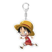 High Quality One Piece Film Red Luffy Zoro Keyring Bag Pendant Double Sided Acrylic Toy Figure Gift Run Luffy brown