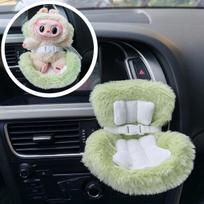 Labubu Doll Safety Seat Kawaii Labubu Doll Accessories Seat Ornament Cute Car Air Outlet Decoration Plush Chair Birthday Gift gray
