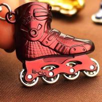 Mini Roller Skating Shoes, Key Shoes, Creative Keychain with A World Cup Pendant, Gift black