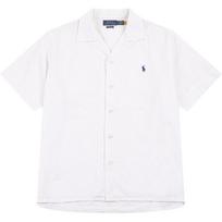 Polo Ralph Lauren Ss26 Small Pony Logo Embroidered Polo Collar Single-Breasted Short Sleeve Linen Shirt Classic Edition Men shirts 710P00434-001 L white