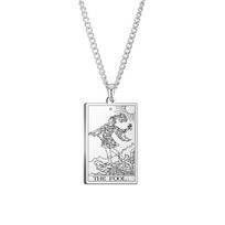 Dawapara Vintage Tarot Card Necklace The Major Arcana Pagan Astrology Talisman Pendants Necklace Stainless Steel Jewelry Steel color white