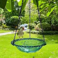Hanging Bird Feeder And Bath With Autofeed Function For Patio And Outdoor Garden Decoration Gray  Solar brown