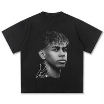 2026 New American Hip Hop Yamal American Retro Print TShirt Short Sleeve Streetwear Unisexs Unisexs TShirt Unisex Fashion Street M gray