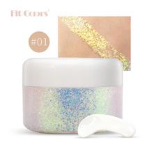 Fit Colors Chameleon Glitter Gel Highlighter, Starlight Iridescent Face and Body Sequins Liquid Eyeshadow Makeup Cosmetics 4# white