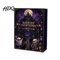 Holiday Countdown Decoration Halloween Advent Calendar 24 Day Haunted Box with Mini Desktop for Figures Spooky