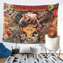 G-Gachiakuta Anime Graffiti Wall Tapestry Vibrant Urban Street Art Design Soft Fabric Home Decor Bedroom Dorm Aesthetic Wall 100X70CM black