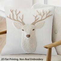 2D siuvinėta elnio galvos pagalvės užvalkalas Rustiško namelio elnio rašto pagalvės užvalkalas sofa-lovai Neutrali Boho namų dekoracija 40X40CM