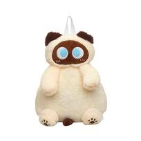 Juodo katino kuprinės Didelės akys Kačiuko lėlė Pliušinis Kawaii Pliušiniai žaislai Pečių krepšys Didelės talpos Minkštas žaislas Madingas įstrižas krepšys