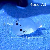 4 vnt. Kawaii Šviečiantis Mini Ruoniukas Derva Šviečia Naktį Jūros Gyvūnų Figūrėlės Ornamentas Pasakų Sodas „Pasidaryk pats“ Aksesuarai KTY blue