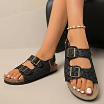 Moteriškos plataus dydžio leopardinio rašto Birkenstock sandalai, vientisos spalvos platforminiai sandalai su sagtimi, didmeninė prekyba vasarinėmis šlepetėmis moterims 42 geltona