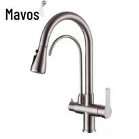 Mavos 304 nerūdijančio plieno ištraukiamas virtuvės maišytuvas su integruotu filtru gray