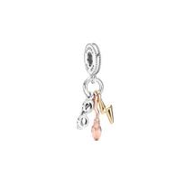 Pandora Round Frame Glasses Light Wheel 2000 And Lightning Pendant 925 Silver Charm Unisex Accessories 799129C00 Silver/Gold/Rose Gold white
