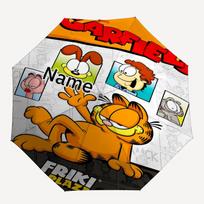 1PC Garfield Characters Custom Name Automatic Open/Close, 8-Rib Durable Frame Compact Travel Umbrella for Men & Women D1222052 black
