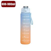 Colorful Motivational Sports Water Bottle With Time Marker Plastic Frosted Water Cup Outdoor Fitness Water Bottles 800ml 900ml 800ml beige