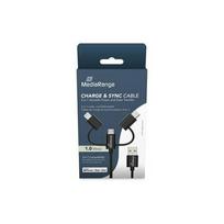 MediaRange 3-in-1 kabel micro USB USB-C i Lightning sw | MRCS246 | 4260664878070