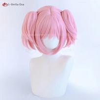 Anime Madoka Kaname Cosplay Perukas Šviesiai Rožinis Dvigubas Kuodas Segtukas Perukas Atsparus Karščiui Sintetinis Plaukas Helovino Šventės Perukai + Peruko Kepuraitė pink