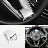 Automobilio vairo emblemos lipdukai Metalinis ženklelis Mercedes Benz AMG W206 W204 W205 W212 W213 W221 W222 W223 W251 W464 GLE GLC EM4 gray