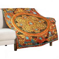 Buddhist Mandala Ashta Bhairava Thangka  Throw Blanket Cozy Warm Blanket for Bed Room Decor 75x100cm (30x40inch) beige