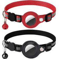 Adjustable Lightweight Cat Collar For Air Tag with Bell For Kittens and Puppies black