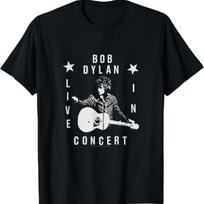 Bob Dylan Official Live In Concert T-Shirt - Black, Small, Unisex, Short Sleeve, Classic Fit, Music Fans, All Ages_1 L gray