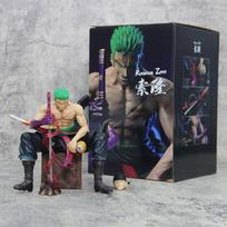 15cm ONE piece Roronoa Zoro sitting position Anime Figure Model Statue Boys Collection Desktop Doll Decoration Ornament Toy Gift 15cm with box gray