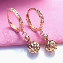 Exquisite Purple Gold-Plated Rose Gold Shiny Ball Earrings Women'S Fashion Korean Version Temperament Versatile High-End Colored Gold Ear Buckles pink