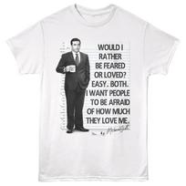 The Office TV Show Michael Scott Feared Or Loved Men's T shirt L white