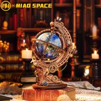 MU Planetary Secret Realm Globe 3D Metal Puzzle DIY Handcraft Educational Puzzle Toy Desktop Office Decor Stress Relief Gift brown