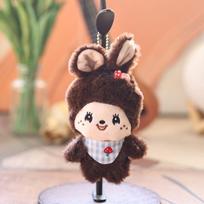 Monchhichi animacinis pliušinis gyvūnas su lengvu audiniu krepšio dekoravimui mėlyna