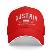 Vintage Austria Coordinates Flag Baseball Cap  Unisex Custom Logo Trucker Hat Summer Casual Running Hippie Baseball Caps One Size red