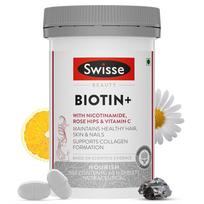 Swisse Beauty Plaukams, Odai, Nagams+ su Vitaminu C ir Biotinu sveikiems plaukams, spindinčiai odai ir stipresniems nagams - 60 tablečių (Veganiškas maisto papildas)
