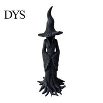 Gothic Decor for Living Space Halloween Witch Statue, Resin Tree Figurine, Vintage Atmospheric Craft Gift Dark Fantasy Ornament Tabletop, Bookshelf M black