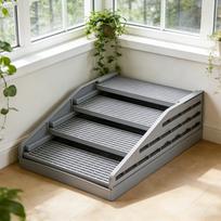 Adjustable Cat Litter Box Ramp with Double Layer Step Mat Anti Slip Litter Trap for Indoor Cats and Kittens pilka spalva