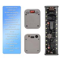 PD 65W Super Fast Charging Transparent Power Bank Case Solder-Free 8-Cell 18650 Battery Box DC Voltage Adjustable