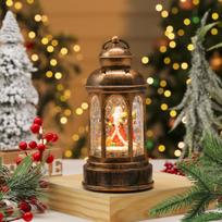 Luminous Santa Claus Music Box Lantern: Festive Christmas Decor Gift brown
