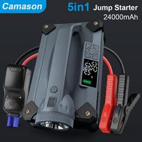 Camason Car Jump Starter 6000A/12V with Air Compressor Tire Inflator for Car,15W Flashlight and Camping, PD 65W Power Bank 5 in 1 Jump Starter gray