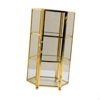 Geometrinė stiklinė papuošalų dėžutė Atminimo Daug talpos Vitrininė organizatoriaus dėklas skirtas 10.5x9.5x18cm beige